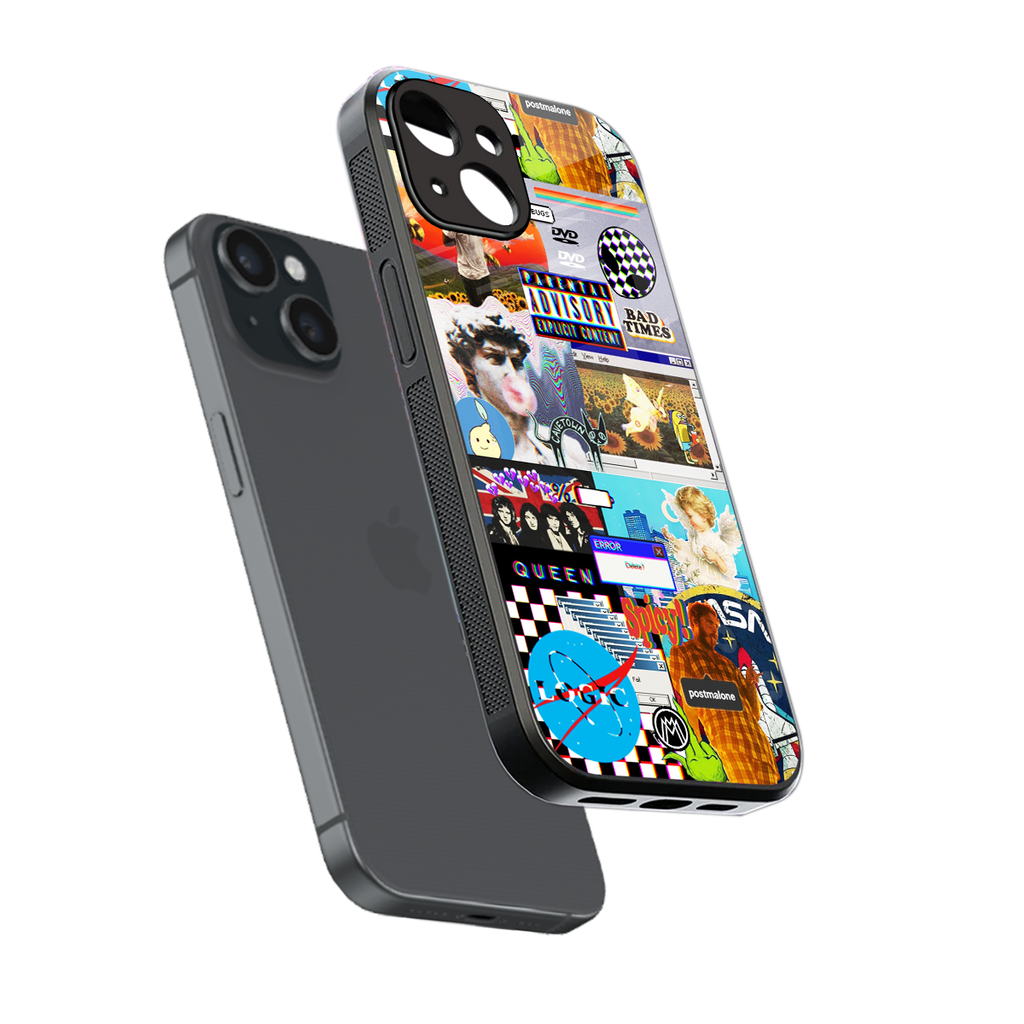 y2k collage aesthetic back phone cover | glass case for iphone 13