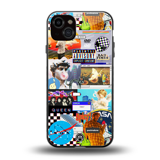 y2k collage aesthetic back phone cover | glass case for iphone 15 plus