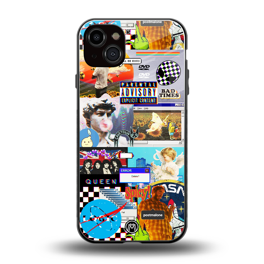 y2k collage aesthetic back phone cover | glass case for iphone 14 plus