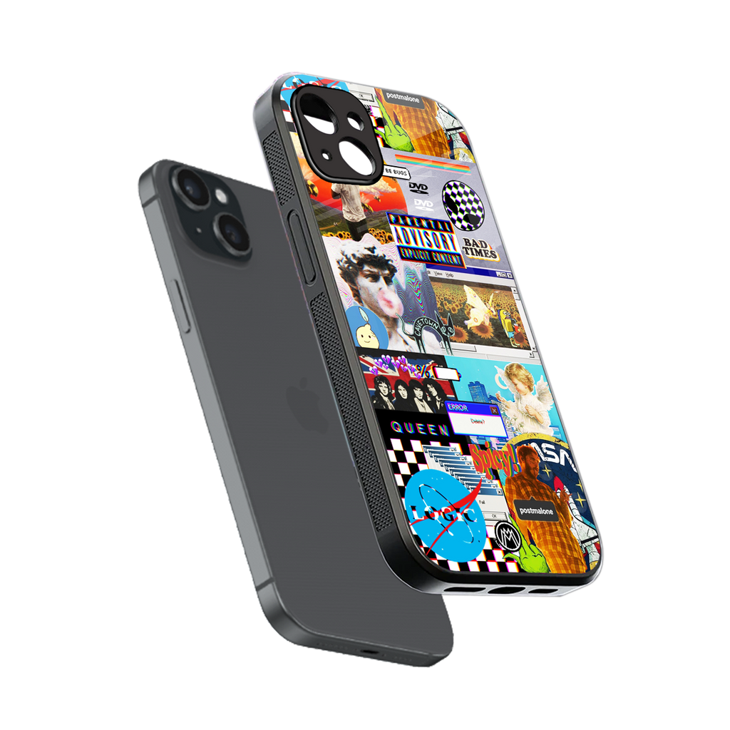 y2k collage aesthetic back phone cover | glass case for iphone 14 plus