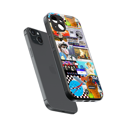 y2k collage aesthetic back phone cover | glass case for iphone 14 plus