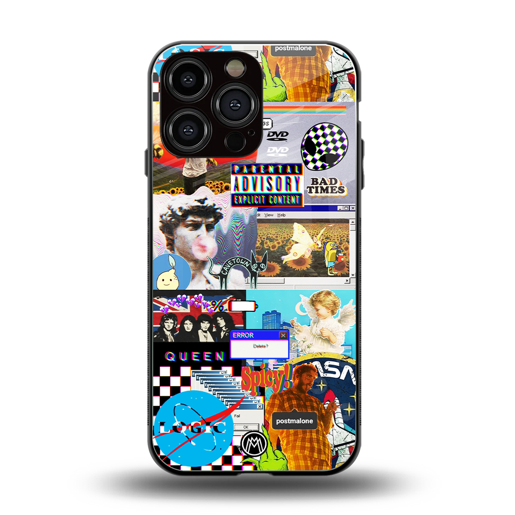y2k collage aesthetic back phone cover | glass case for iphone 15 pro max