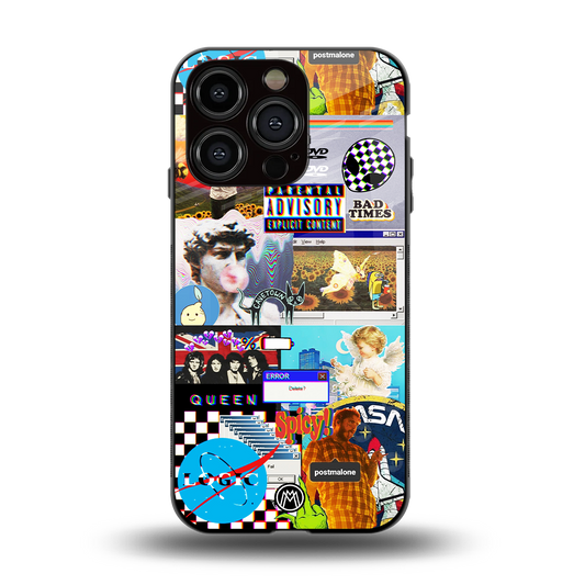 y2k collage aesthetic back phone cover | glass case for iphone 15 pro