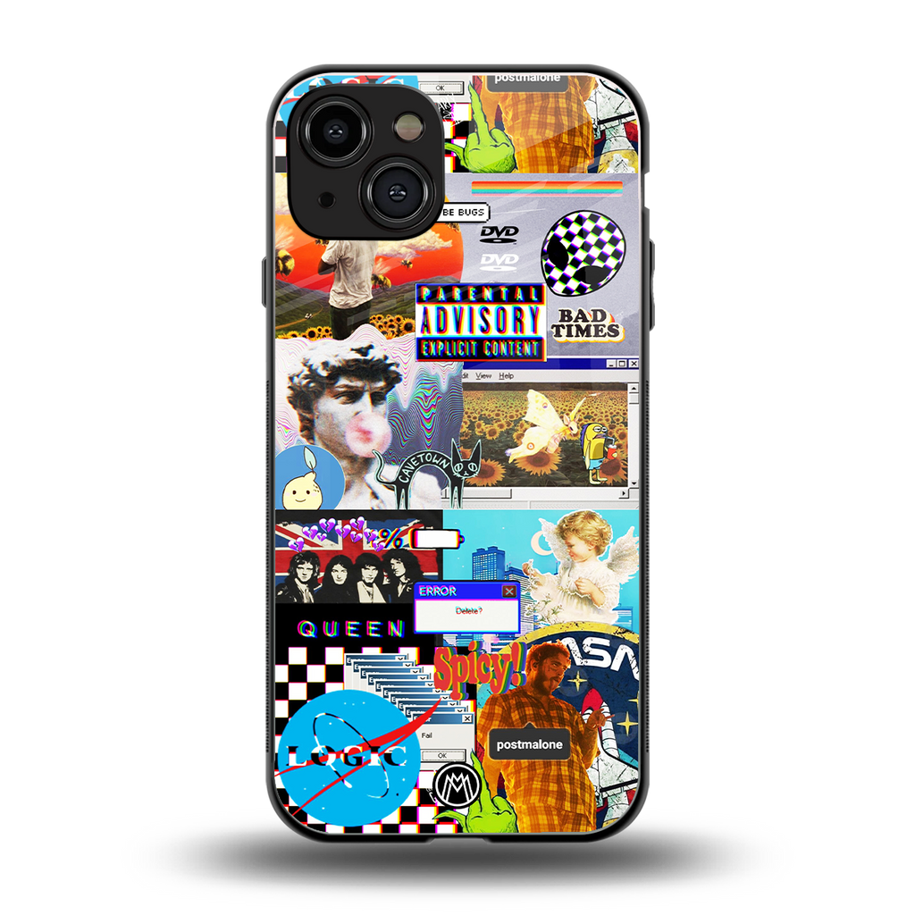 y2k collage aesthetic back phone cover | glass case for iphone 15