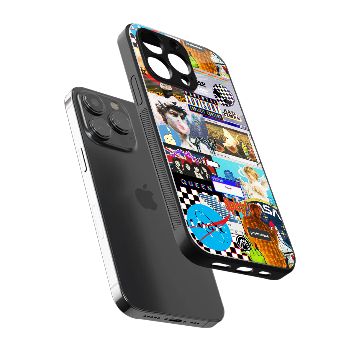 y2k collage aesthetic back phone cover | glass case for iphone 15 pro