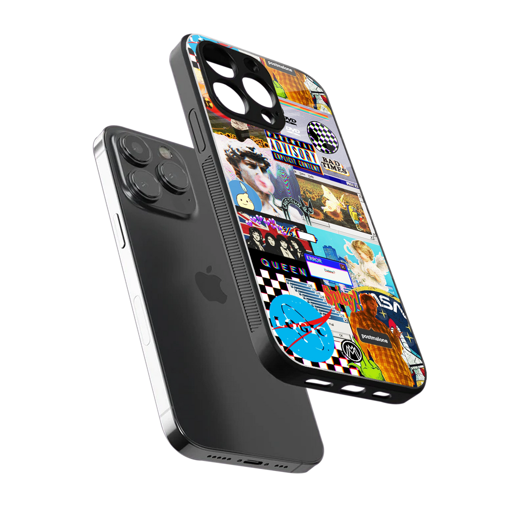 y2k collage aesthetic back phone cover | glass case for iphone 14 pro