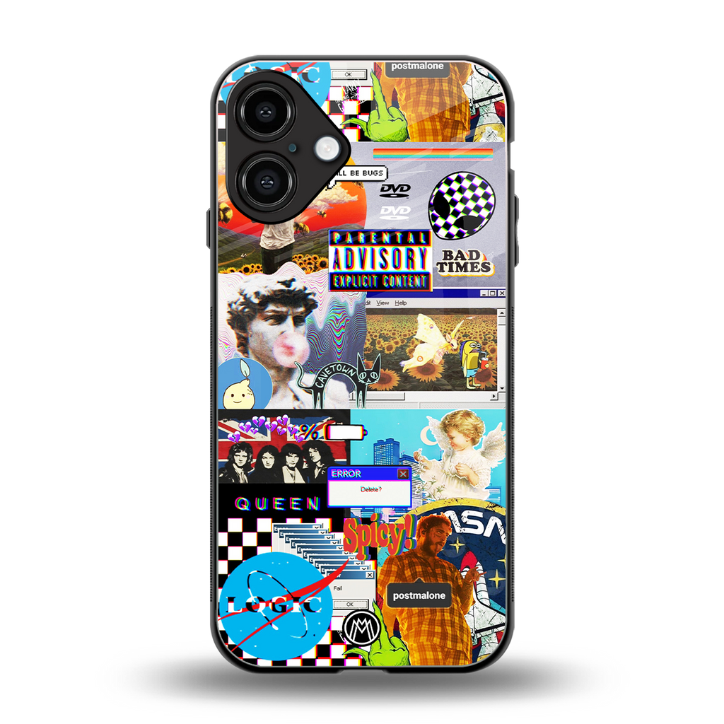 y2k collage aesthetic back phone cover | glass case for iphone 16 plus
