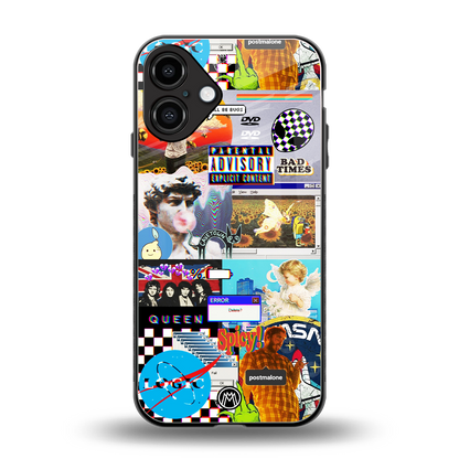 y2k collage aesthetic back phone cover | glass case for iphone 16 plus