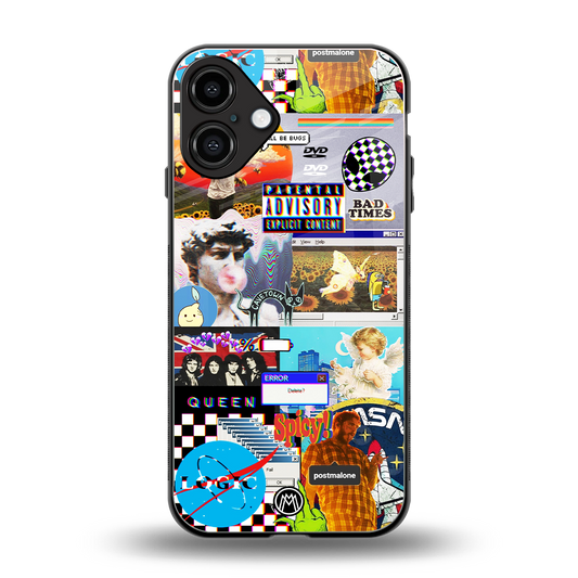 y2k collage aesthetic back phone cover | glass case for iphone 16 plus
