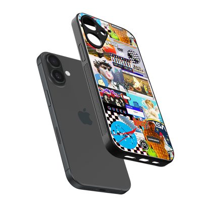 y2k collage aesthetic back phone cover | glass case for iphone 16 plus