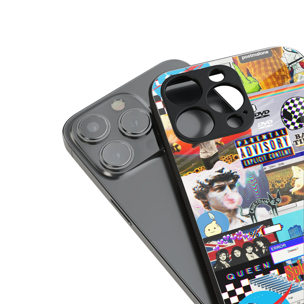 y2k collage aesthetic back phone cover | glass case for iphone 13