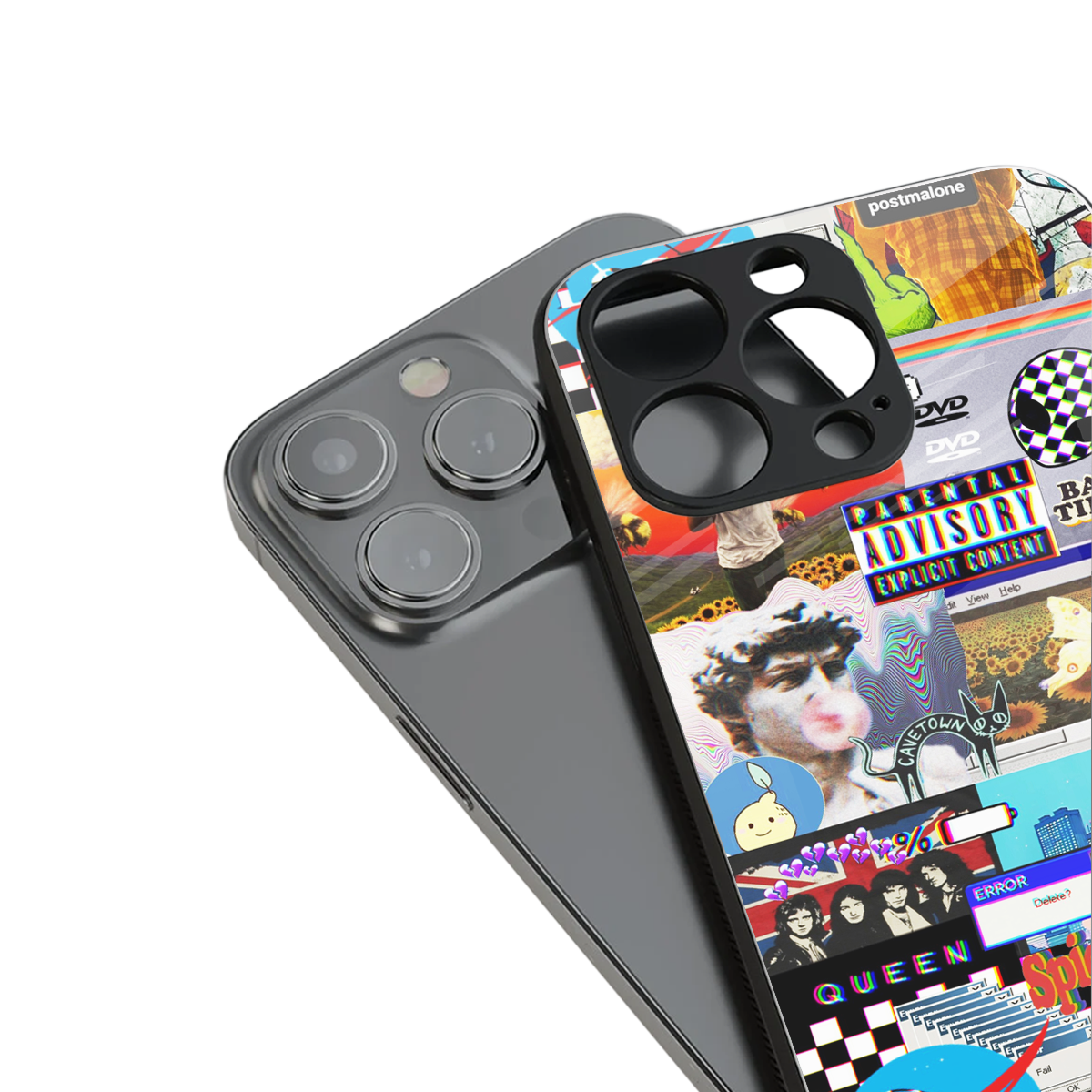 y2k collage aesthetic back phone cover | glass case for iphone 13 mini