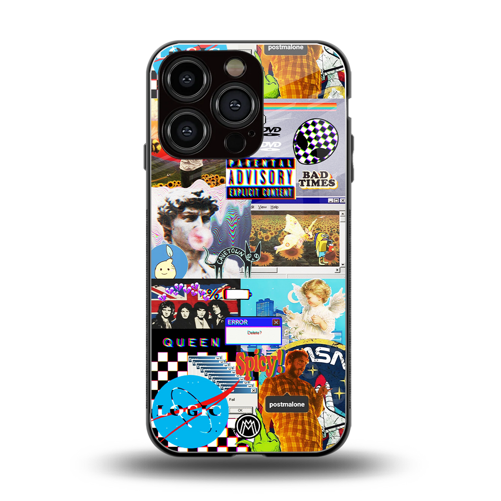 y2k collage aesthetic back phone cover | glass case for iphone 16 pro