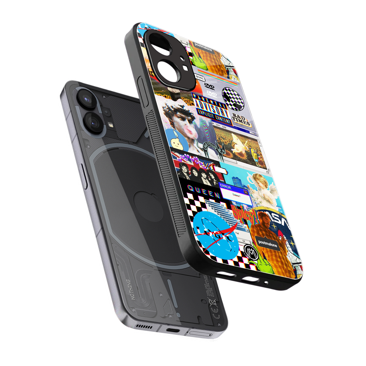 y2k collage aesthetic back phone cover | glass case for nothing phone 1