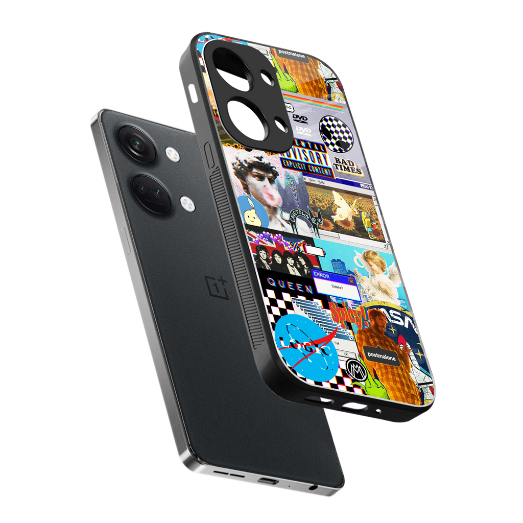 y2k collage aesthetic back phone cover | glass case for oneplus nord 3