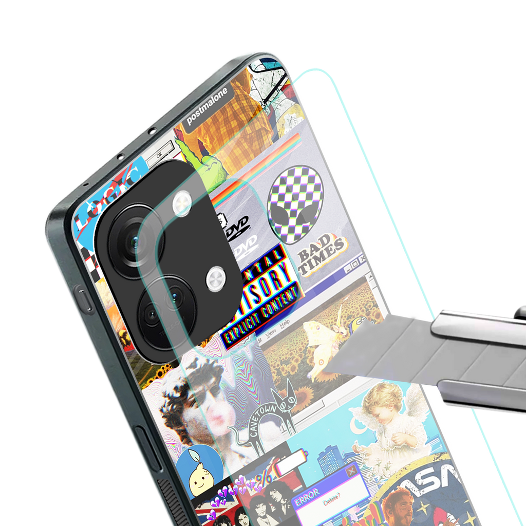 y2k collage aesthetic back phone cover | glass case for oneplus nord 3