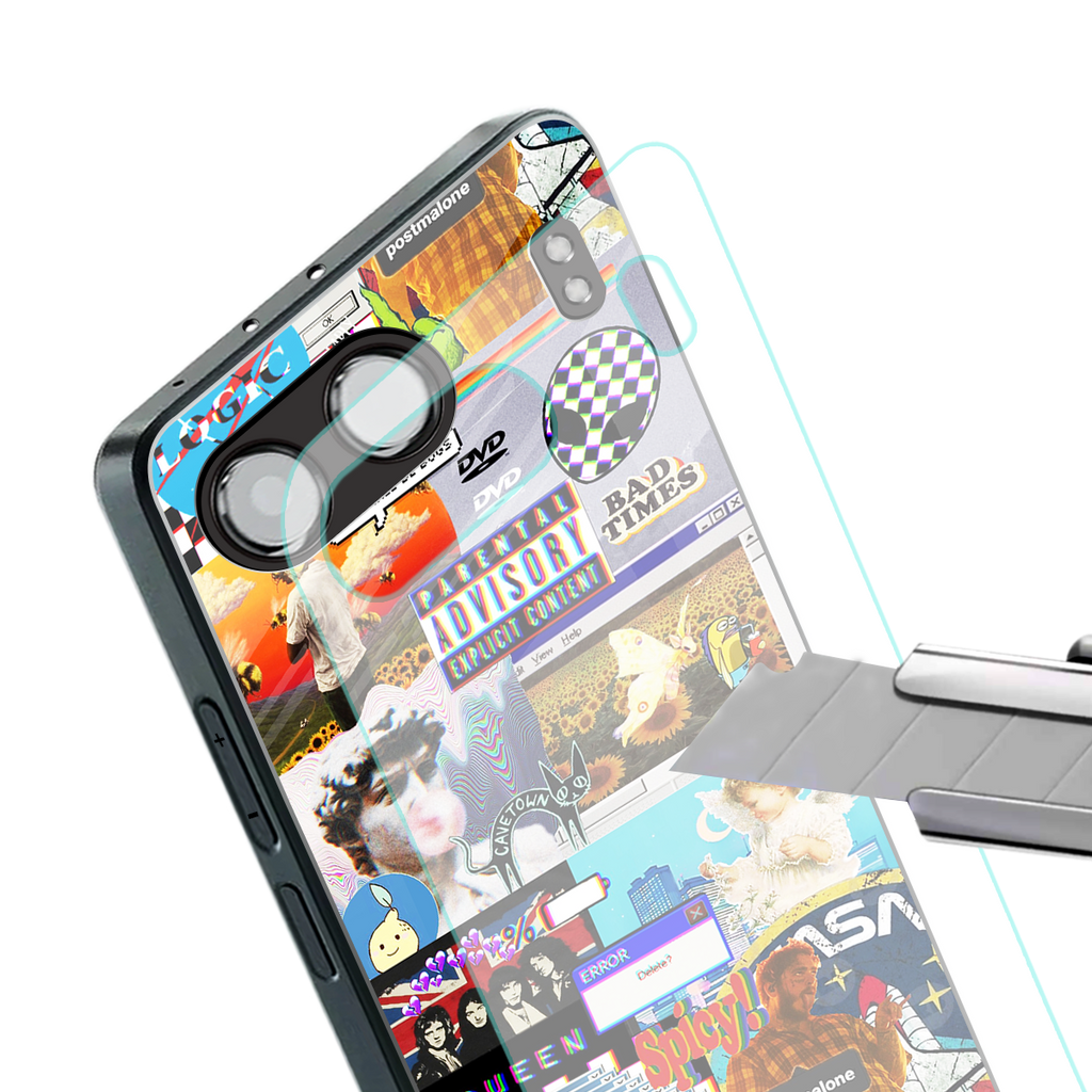 y2k collage aesthetic back phone cover | glass case for oneplus nord 4