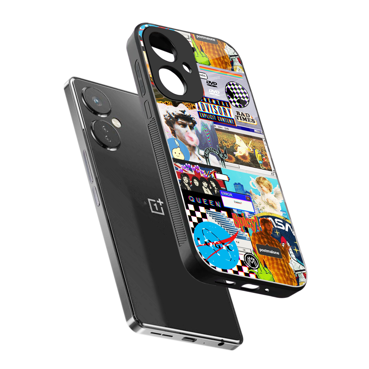 y2k collage aesthetic back phone cover | glass case for oneplus nord ce 3