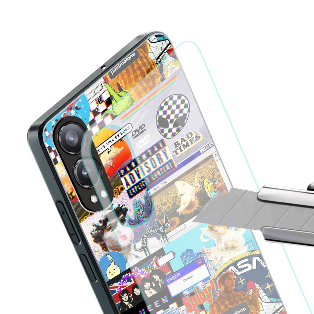 y2k collage aesthetic back phone cover | glass case for oneplus nord ce 4 lite
