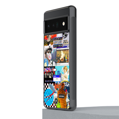 y2k collage aesthetic back phone cover | glass case for google pixel 6 pro