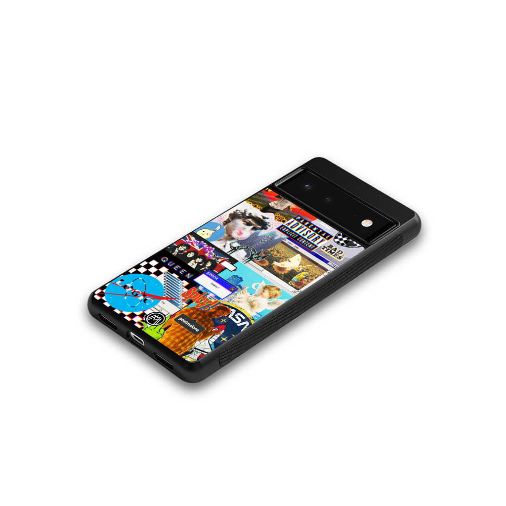y2k collage aesthetic back phone cover | glass case for google pixel 6