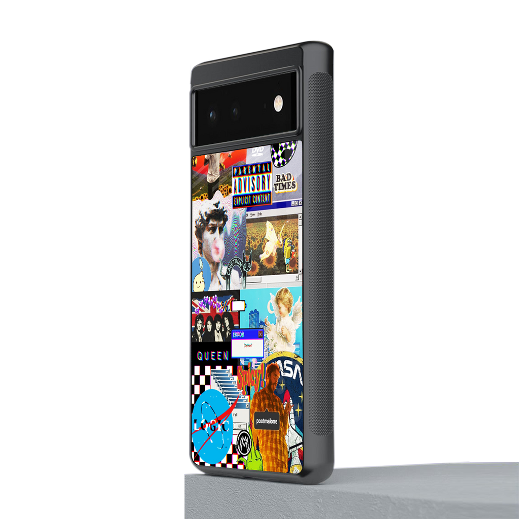 y2k collage aesthetic back phone cover | glass case for Google Pixel 6A