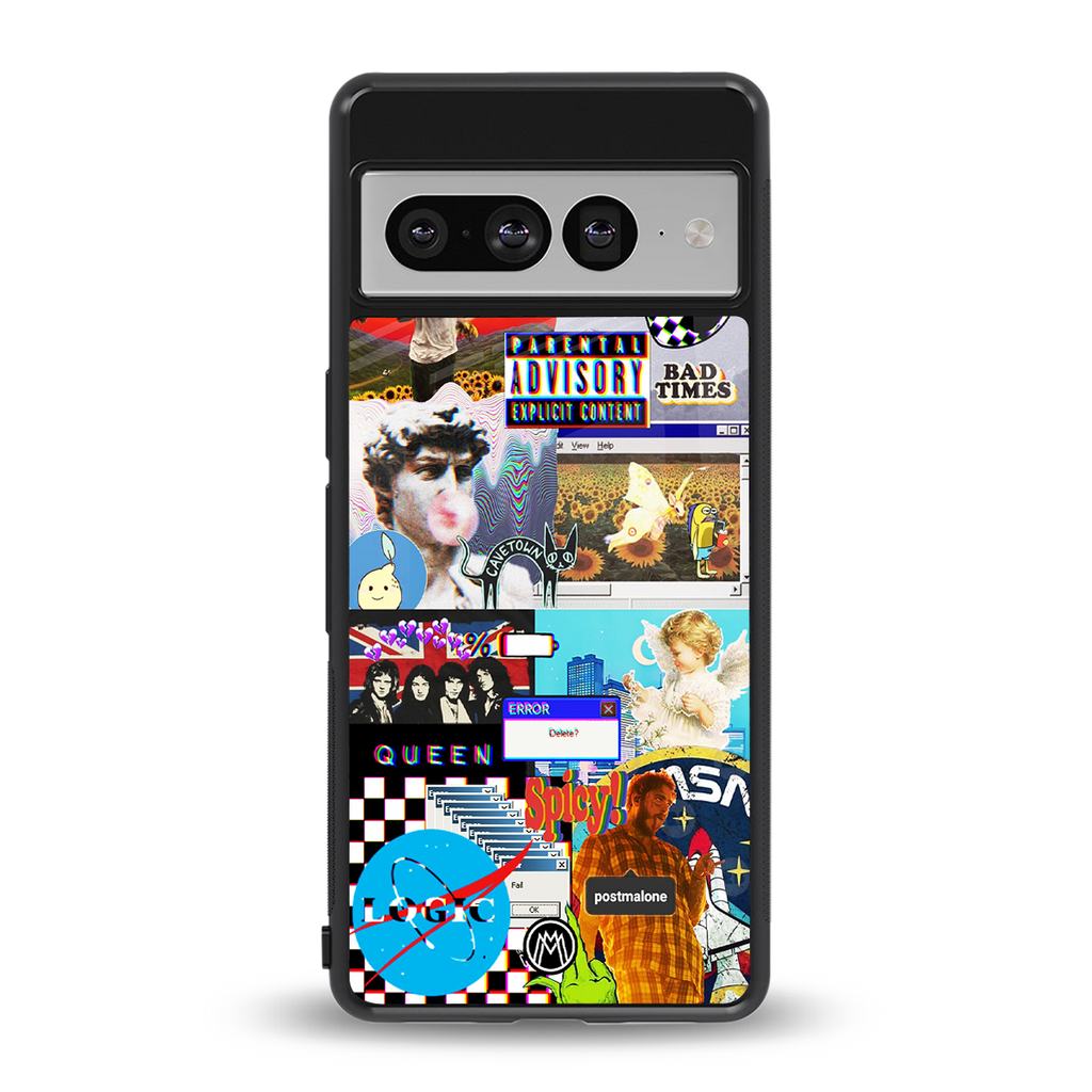 y2k collage aesthetic back phone cover | glass case for google pixel 7 pro