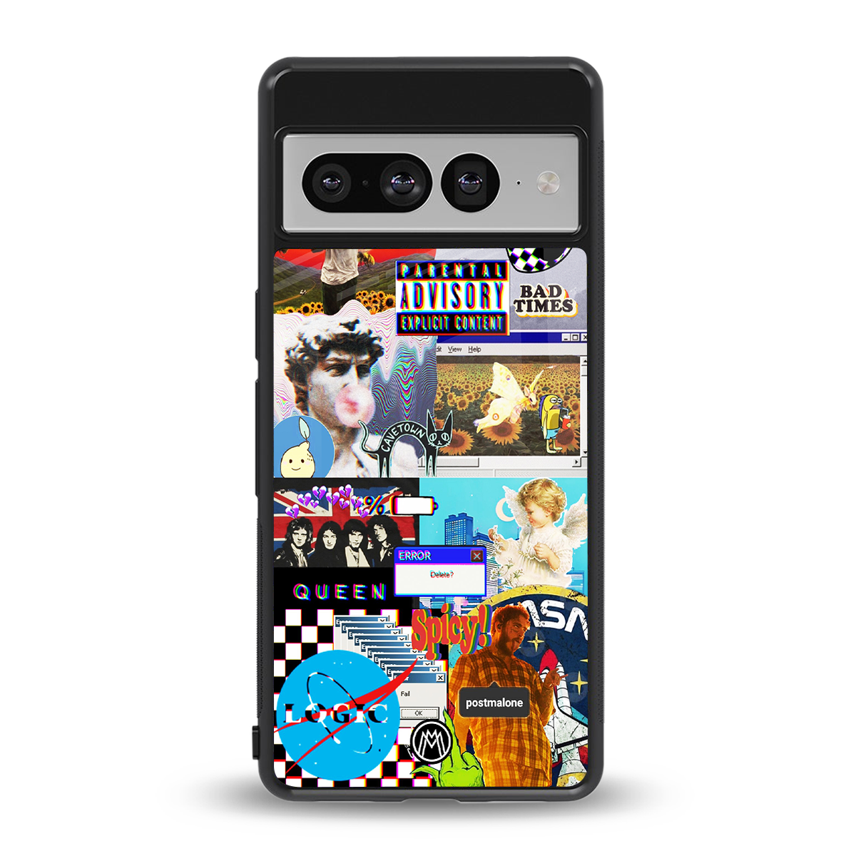 y2k collage aesthetic back phone cover | glass case for google pixel 7 pro