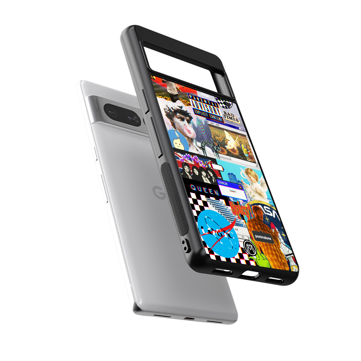 y2k collage aesthetic back phone cover | glass case for google pixel 7 pro