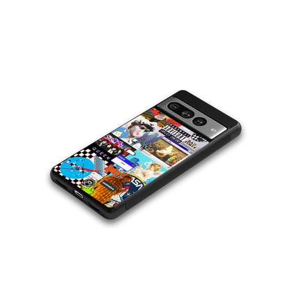 y2k collage aesthetic back phone cover | glass case for google pixel 7 pro