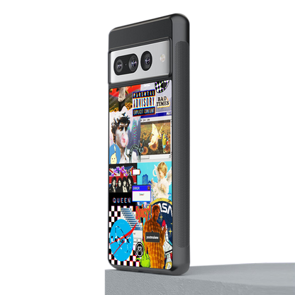 y2k collage aesthetic back phone cover | glass case for google pixel 7 pro
