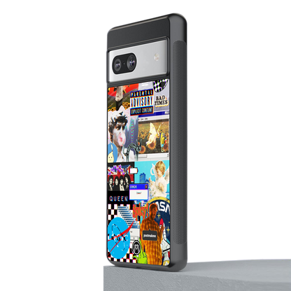 y2k collage aesthetic back phone cover | glass case for Google Pixel 7