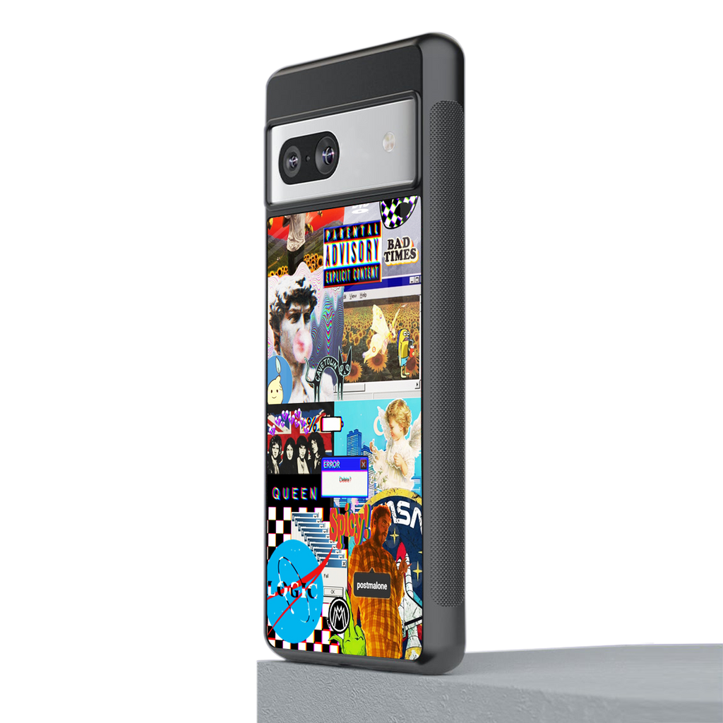 y2k collage aesthetic back phone cover | glass case for Google Pixel 7A