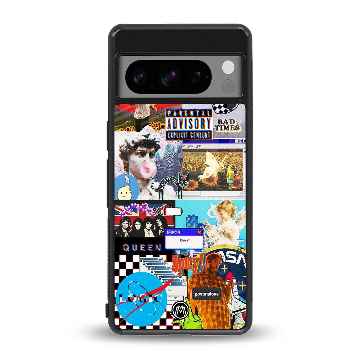 y2k collage aesthetic back phone cover | glass case for google pixel 8 pro