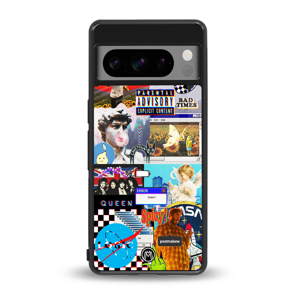y2k collage aesthetic back phone cover | glass case for google pixel 8 pro