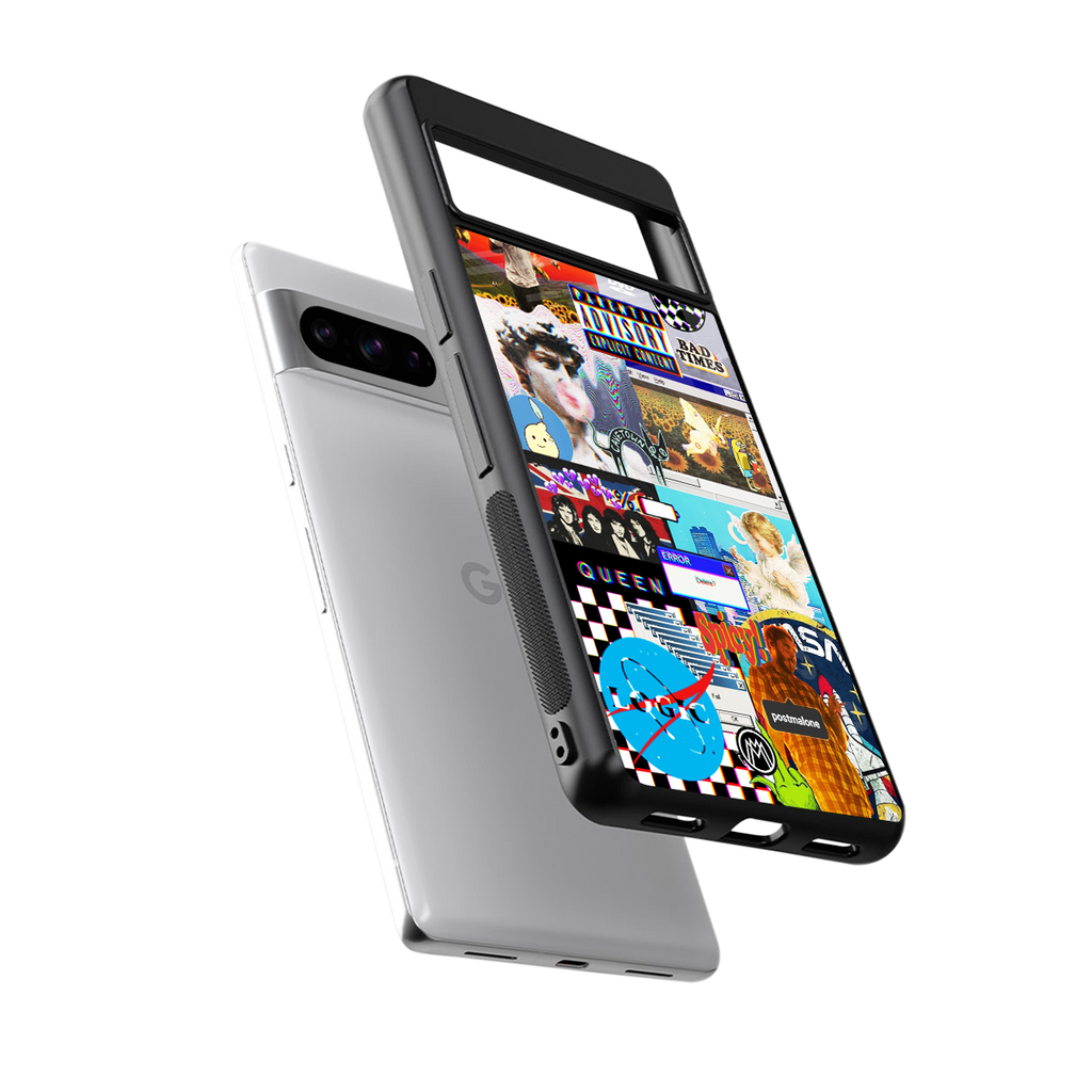 y2k collage aesthetic back phone cover | glass case for google pixel 8 pro