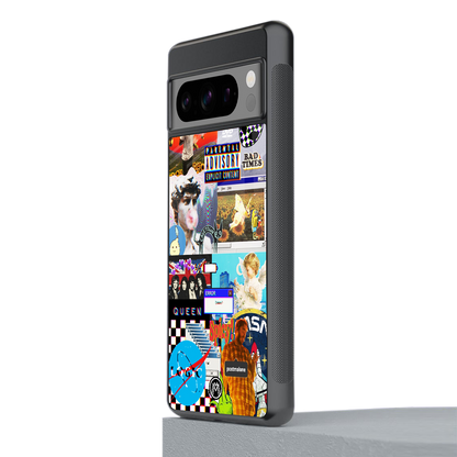 y2k collage aesthetic back phone cover | glass case for google pixel 8 pro