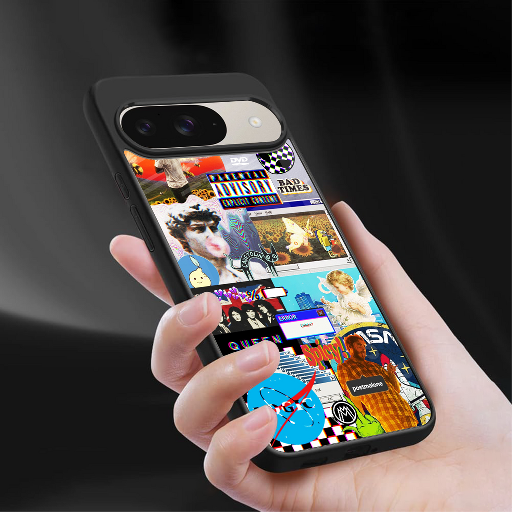 y2k collage aesthetic back phone cover | glass case for google pixel 9