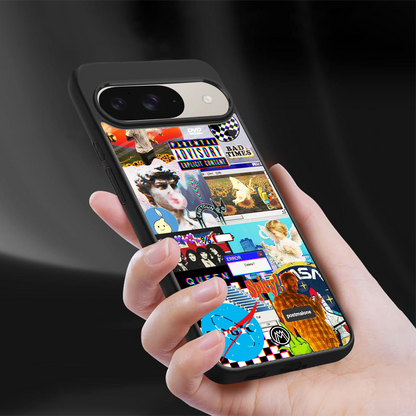 y2k collage aesthetic back phone cover | glass case for google pixel 9