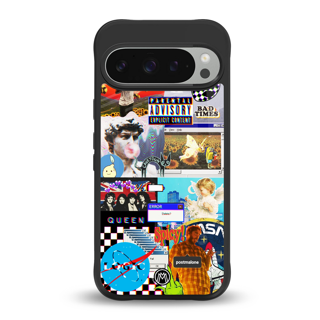 y2k collage aesthetic back phone cover | glass case for google pixel 9 pro xl