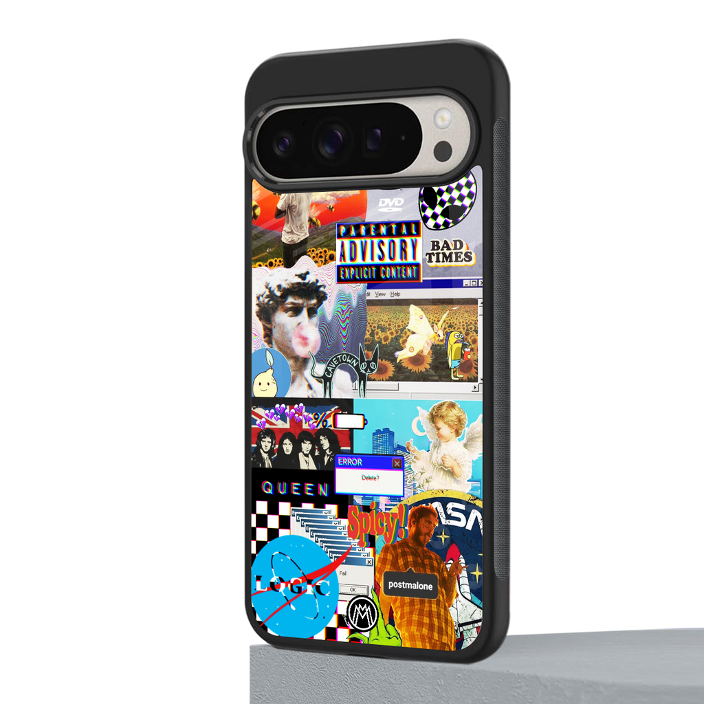 y2k collage aesthetic back phone cover | glass case for google pixel 9 pro