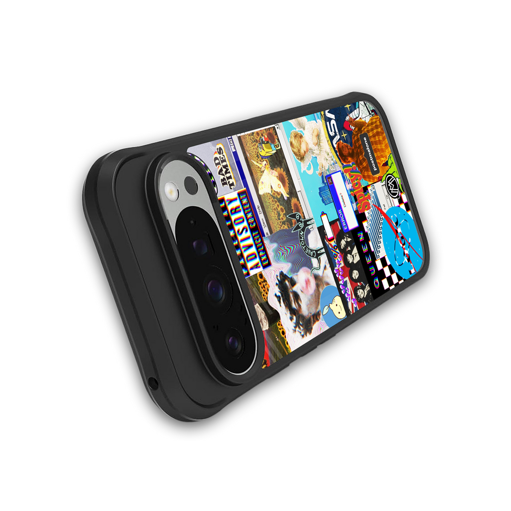 y2k collage aesthetic back phone cover | glass case for google pixel 9 pro xl