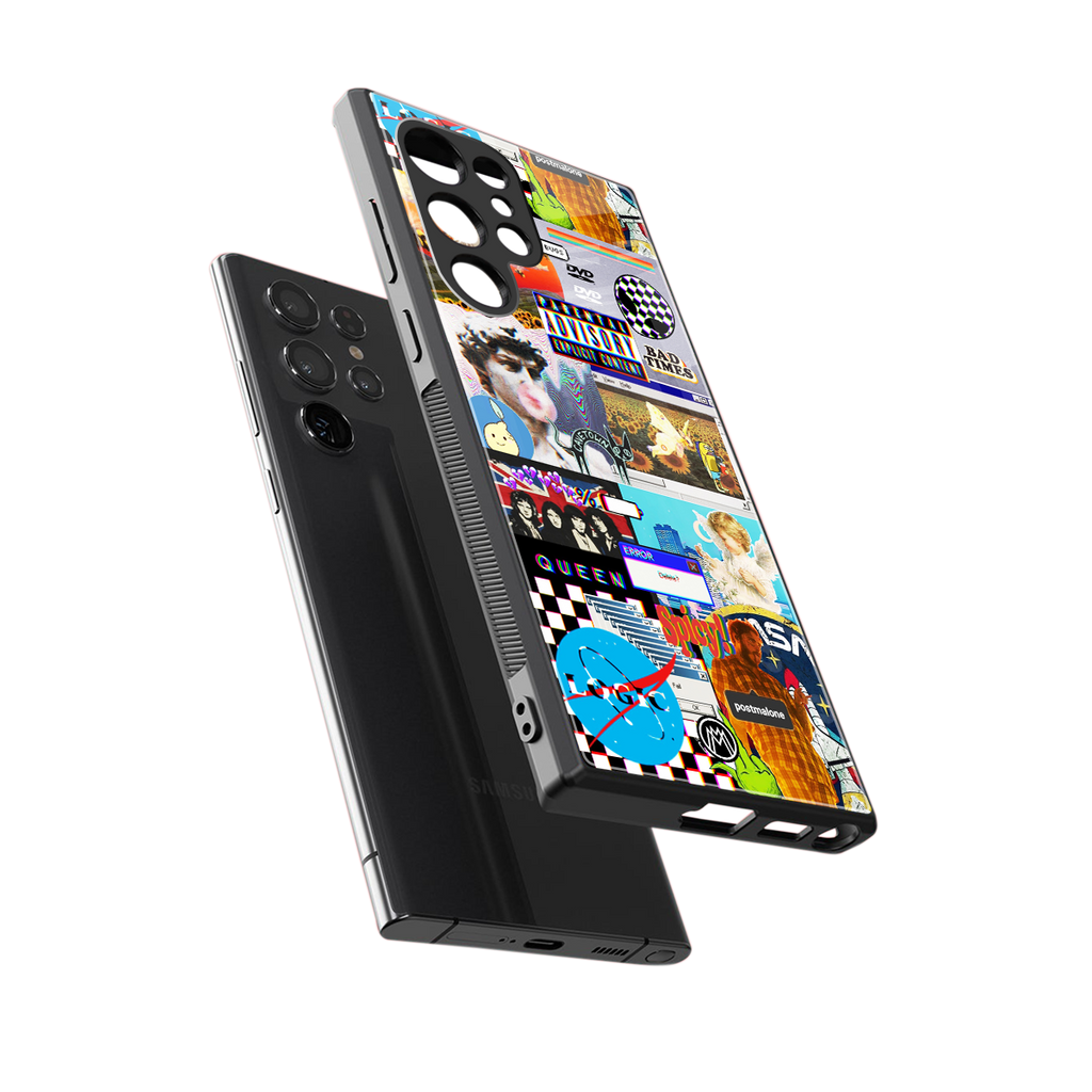 y2k collage aesthetic back phone cover | glass case for samsung galaxy s23 ultra