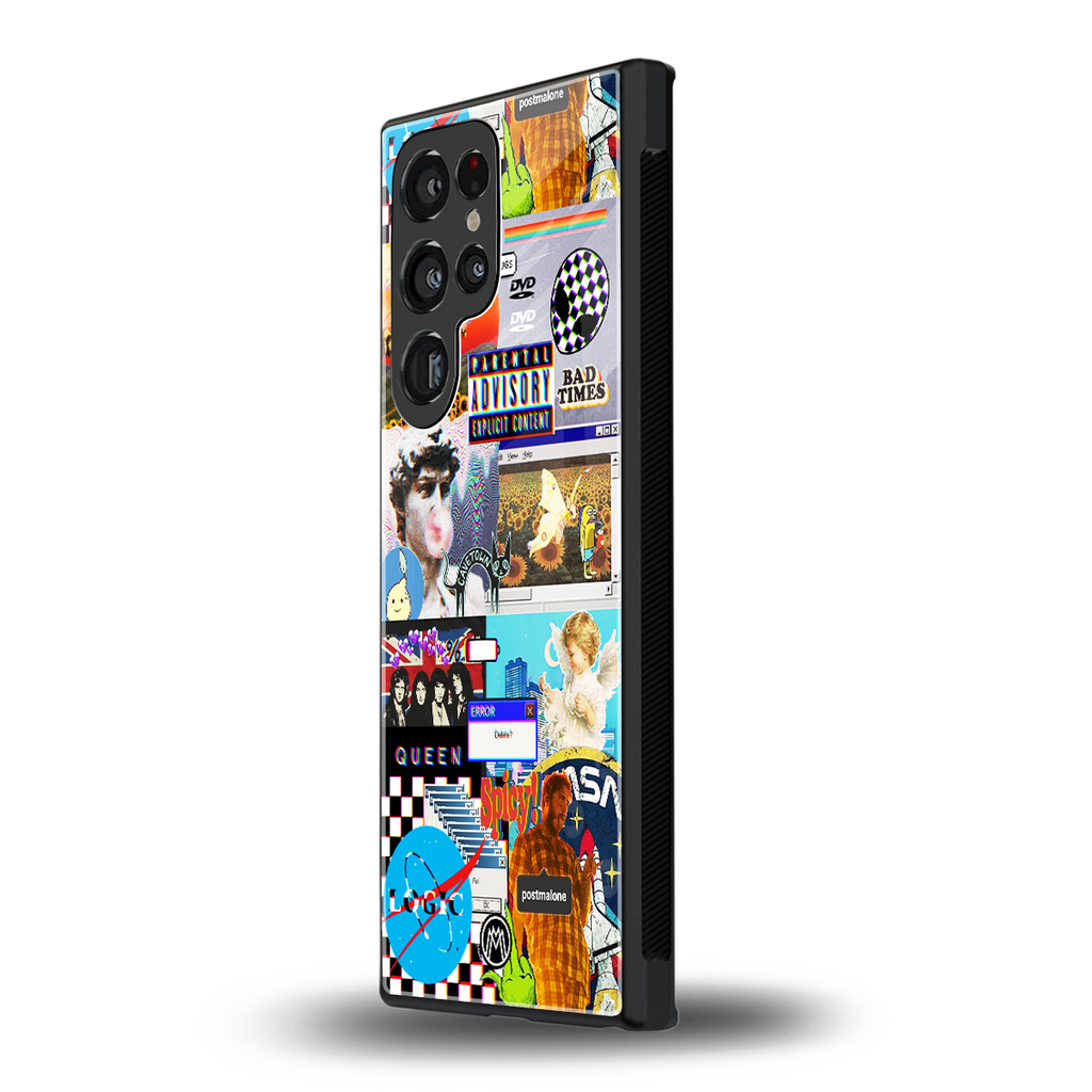 y2k collage aesthetic back phone cover | glass case for samsung galaxy s23 ultra