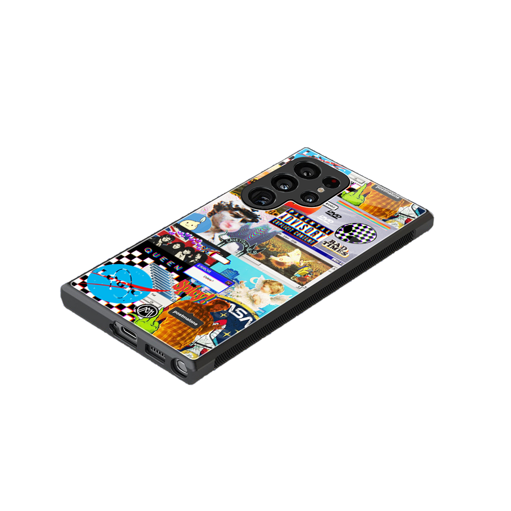 y2k collage aesthetic back phone cover | glass case for samsung galaxy s23 ultra