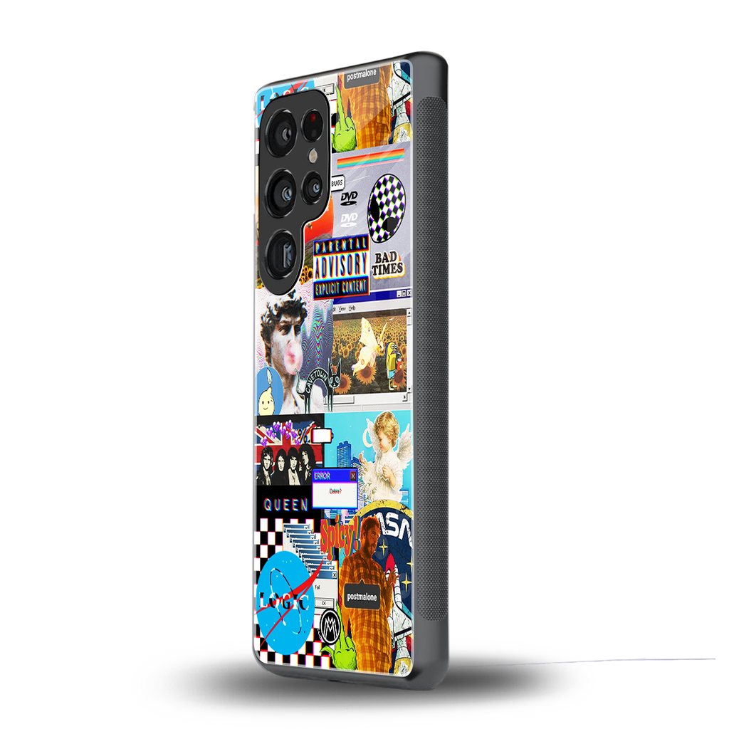 y2k collage aesthetic back phone cover | glass case for samsung galaxy s25 ultra
