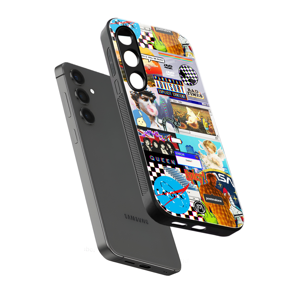 y2k collage aesthetic back phone cover | glass case for samsung galaxy s25 plus