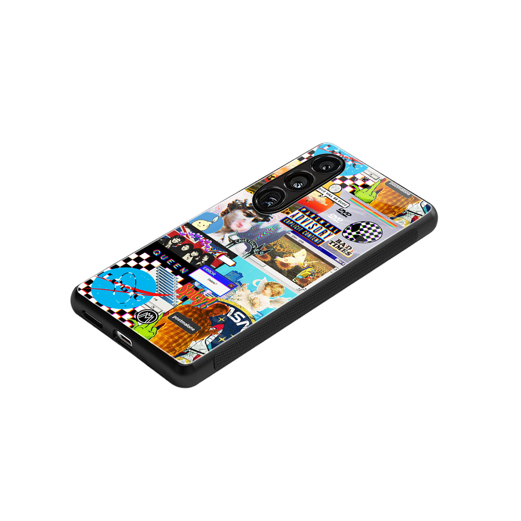 y2k collage aesthetic back phone cover | glass case for samsung galaxy s23 plus