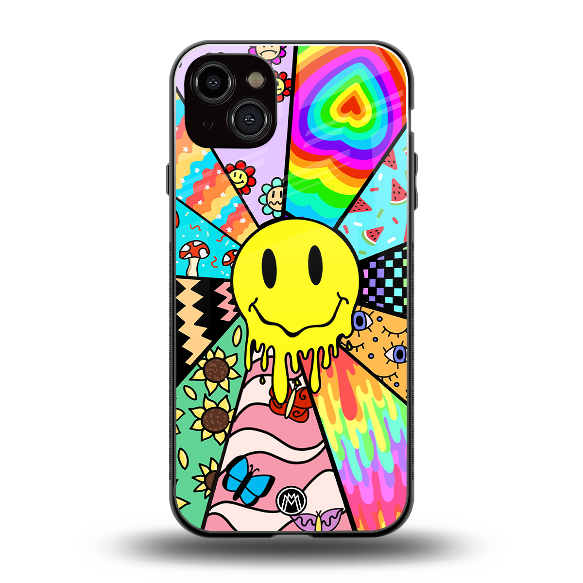 y2k doodle back phone cover | glass case for iphone 15 plus