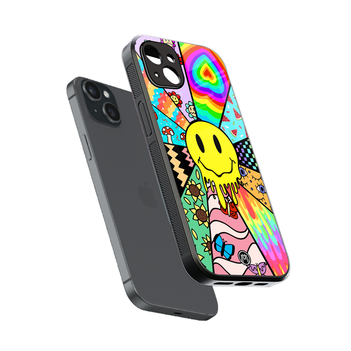 y2k doodle back phone cover | glass case for iphone 15 plus